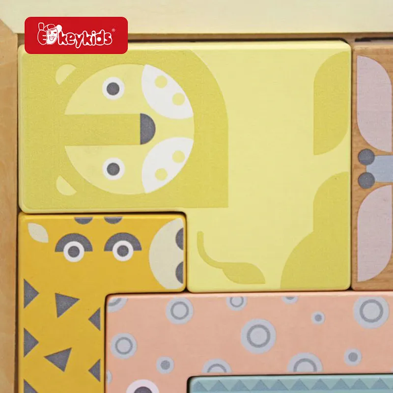 Hot Sale Educational Jigsaw 3D Wooden Animal Puzzle Block Toy For Kids W14A382